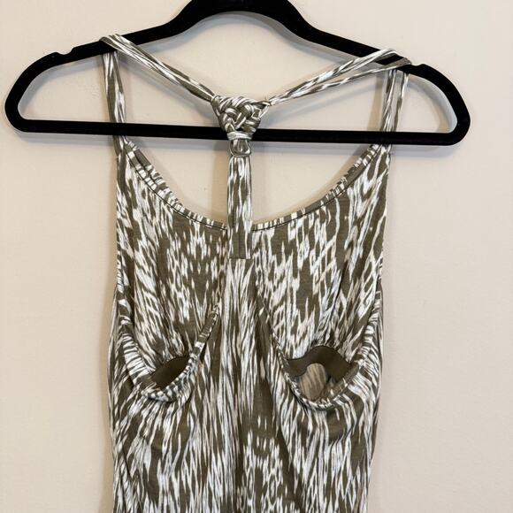 Banana Republic Tank Top L Green Abstract Halter Cowl Neck Summer Luxury NWOT - Picture 4 of 7